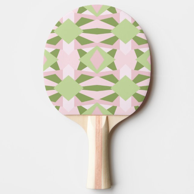 Abstrakt Pastellgrön Och Rosa Geometrisk Mönster Pingisracket (Framsidan)