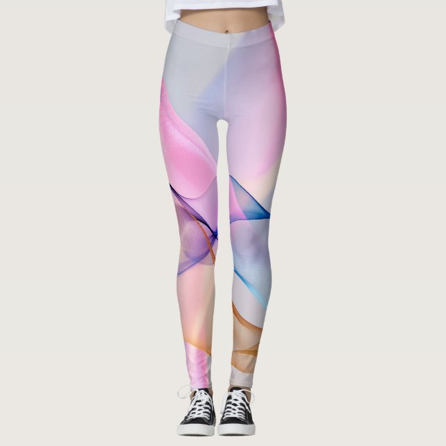 Abstrakt Pastellstrukturflöde Leggings (Framsida)