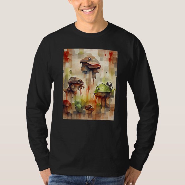 Abstrakt Pastellsvampar med Ögon Pixel Imitati T Shirt (Framsida)