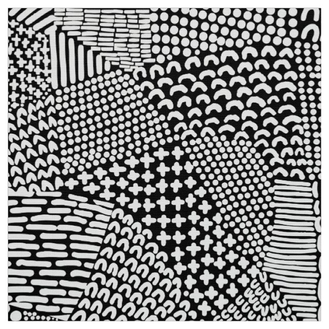 Abstrakt Patchwork Karta - White on Black Tyg (Provkarta)