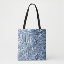 Abstrakt Patchwork Karta - White on Indigo Dye Blu Tygkasse