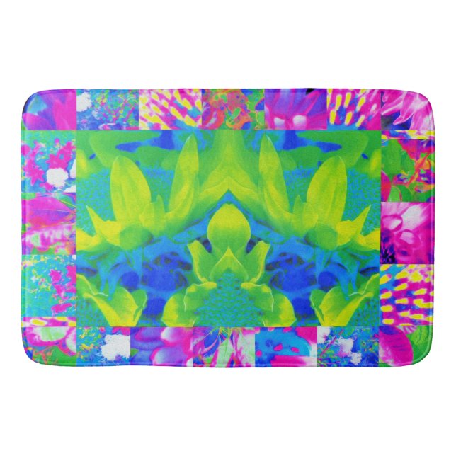 Abstrakt Patchwork Solros Garden Collage Badrumsmatta (Framsidan)