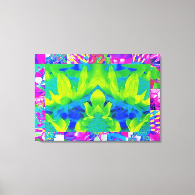 Abstrakt Patchwork Solros Garden Collage Canvastryck (Framsida)