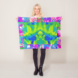 Abstrakt Patchwork Solros Garden Collage Fleecefilt