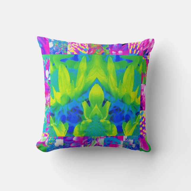 Abstrakt Patchwork Solros Garden Collage Kudde (Framsida)