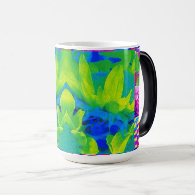 Abstrakt Patchwork Solros Garden Collage Magisk Mugg (Framsida höger)