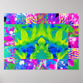 Abstrakt Patchwork Solros Garden Collage Poster
