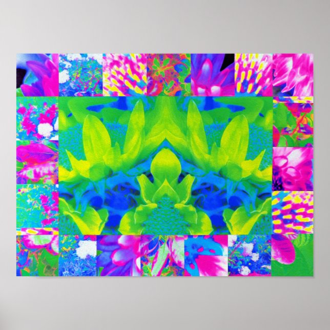 Abstrakt Patchwork Solros Garden Collage Poster (Framsidan)