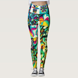 Abstrakt patchworkkonstpar anpassad modern leggings
