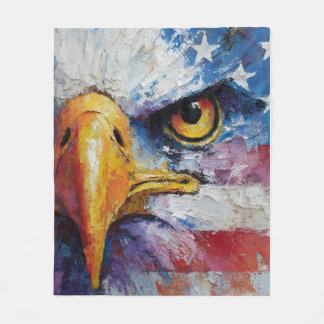 Abstrakt patriotisk amerikansk flagga vit örn fleecefilt