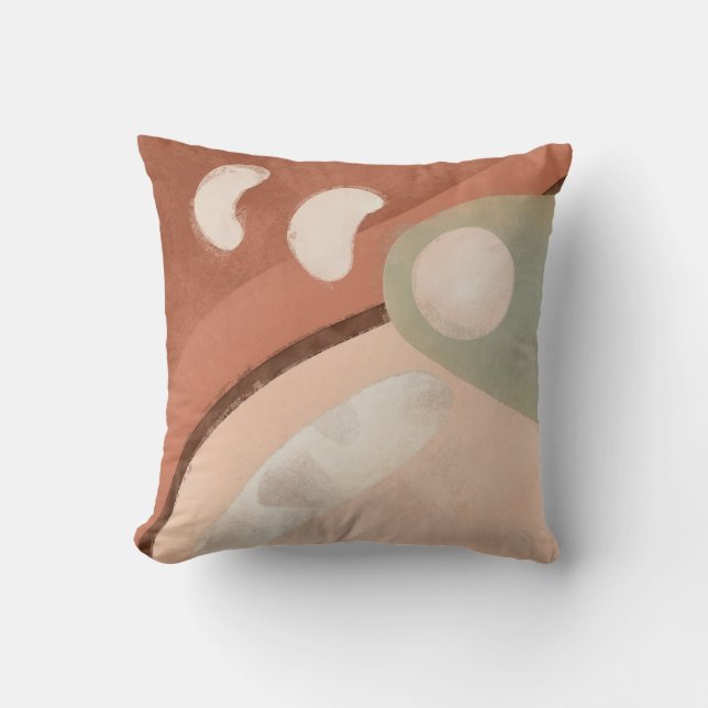 Abstrakt Peach Cinnamon Organic Round Modern Art Kudde (Framsida)
