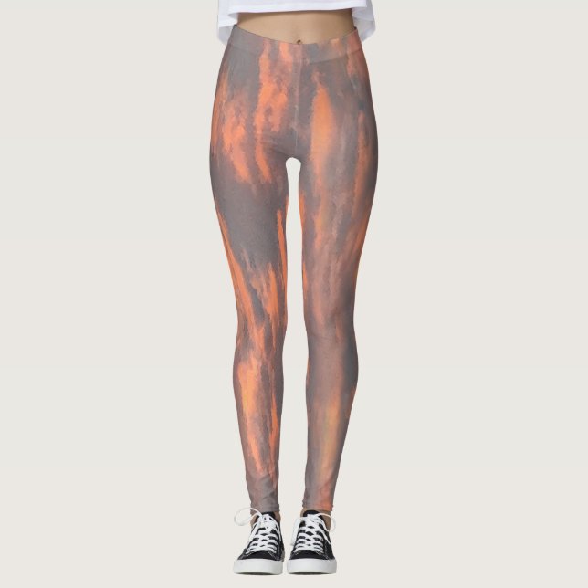Abstrakt Peach Grått Coola All-over Print Leggings (Framsida)