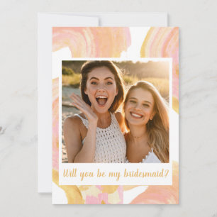Abstrakt Peach Gult Photo Bridesmaid Frieri Inbjudningar