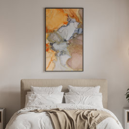 Abstrakt Peach Orange Black Guld Alcohol Bläck Poster