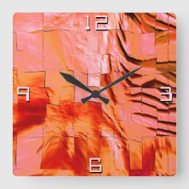 Abstrakt Peach teckning lätt kardad och satatin Fyrkantig Klocka