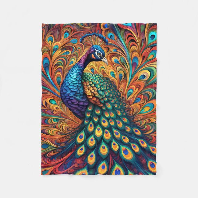 ABSTRAKT PEACOCK BLANKET FLEECEFILT (Framsidan)