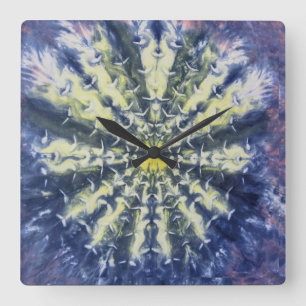 Abstrakt Peacock Feather Clock Fyrkantig Klocka