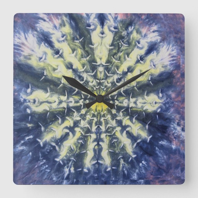 Abstrakt Peacock Feather Clock Fyrkantig Klocka (Framsida)