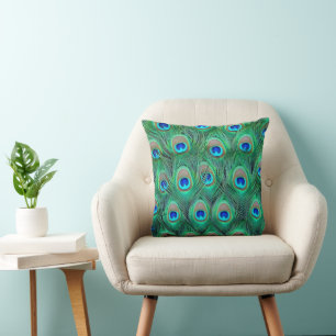 Abstrakt Peacock Feather Cushion Dekorativ kudde