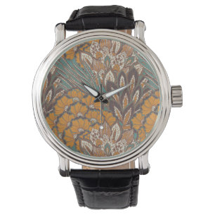 Abstrakt Peacock Feather Mönster Armbandsur