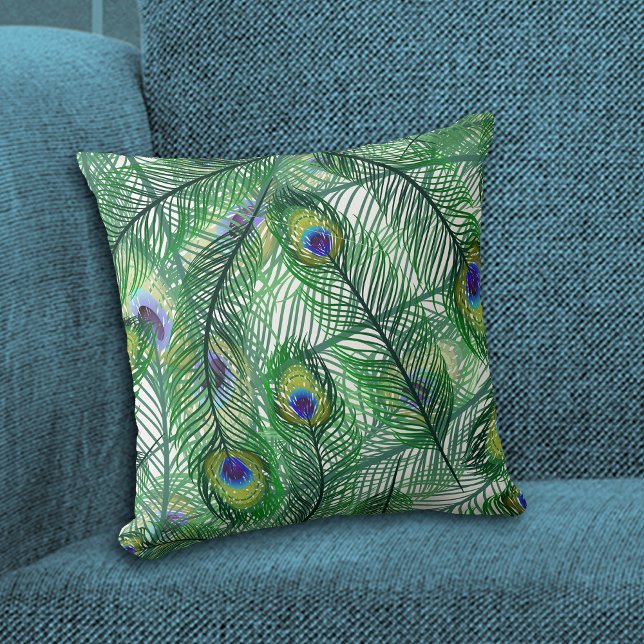 Abstrakt Peacock Feathers Mönster Kudde (Skapare uppladdad)