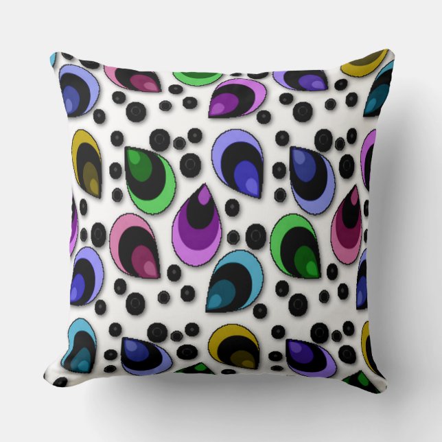 Abstrakt Peacock Feathers Mönster Thrown Pillow Kudde (Framsida)