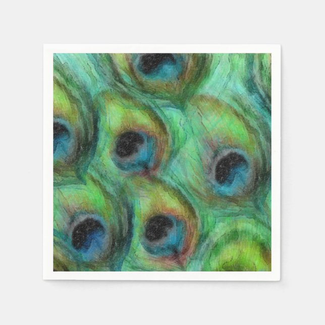 Abstrakt Peacock Feathers Pappersservett (Framsidan)