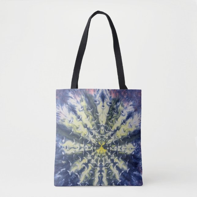 Abstrakt Peacock Feathers Tote Bag Tygkasse (Framsida)