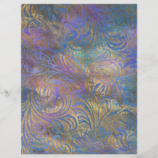 Abstrakt Peacock Grunge Scrapbook Pappra Lakan (Baksida)