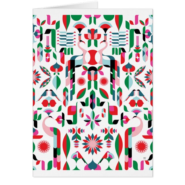 Abstrakt Peacock Hälsningskort (Framsidan)