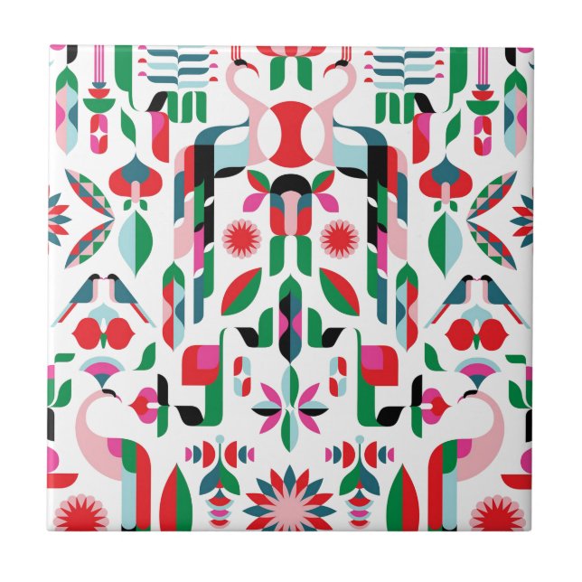 Abstrakt Peacock Kakelplatta (Framsidan)