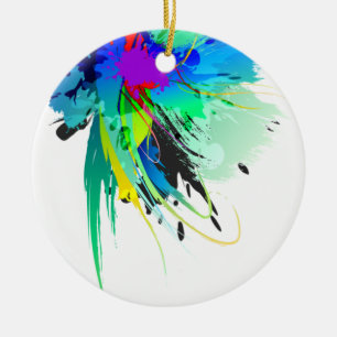 Abstrakt Peacock Paint Splatters Julgransprydnad Keramik