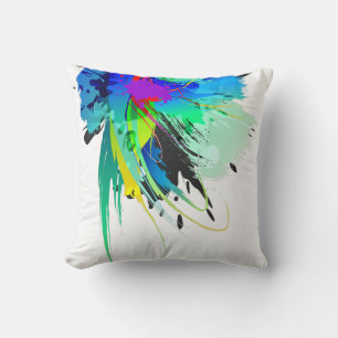Abstrakt Peacock Paint Splatters Kudde
