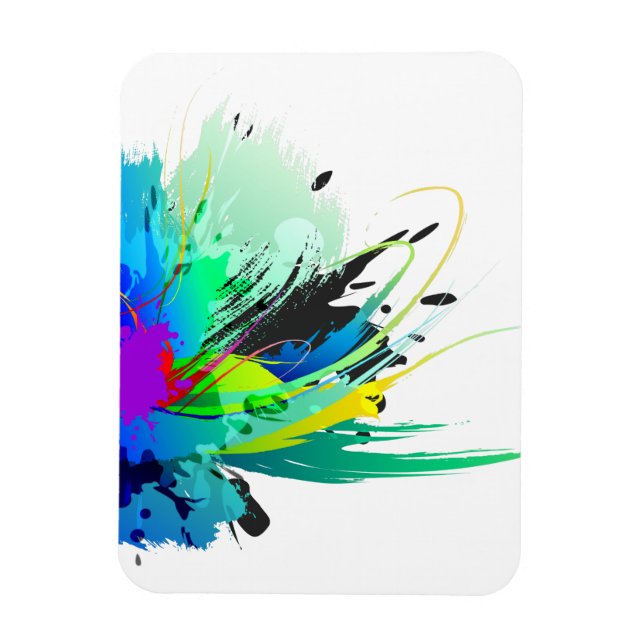 Abstrakt Peacock Paint Splatters Magnet (Vertikal)