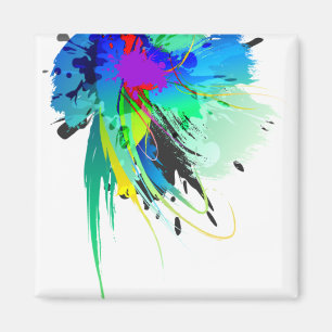 Abstrakt Peacock Paint Splatters Magnet
