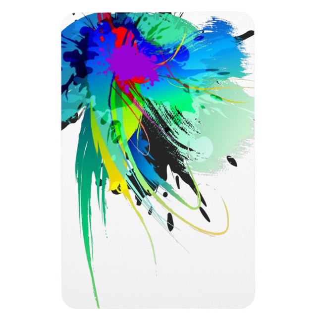 Abstrakt Peacock Paint Splatters Magnet (Vertikal)