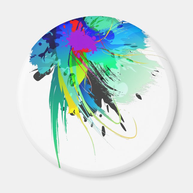 Abstrakt Peacock Paint Splatters Magnet (Framsidan)