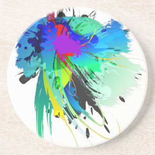 Abstrakt Peacock Paint Splatters Underlägg
