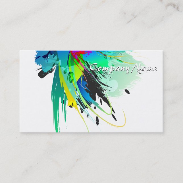 Abstrakt Peacock Paint Splatters Visitkort (Framsida)