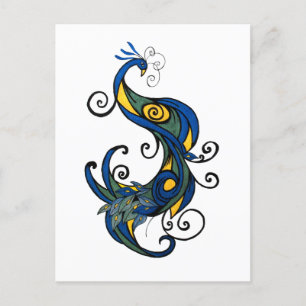 Abstrakt Peacock Vykort