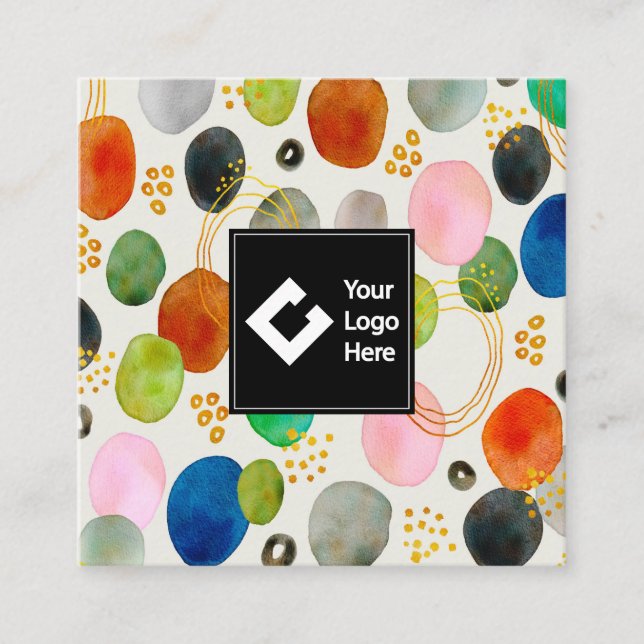 Abstrakt Pebble Guld Glitter Art Affärskort Fyrkantigt Visitkort (Framsida)