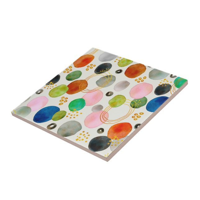 Abstrakt Pebble Guld Glitter Art Kakelplatta (Sidan)