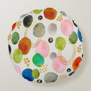 Abstrakt Pebble Guld Glitter Art Rund Kudde