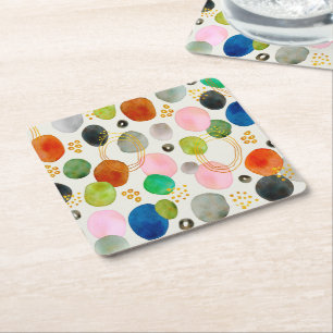 Abstrakt Pebble Guld Glitter Art Underlägg Papper Kvadrat