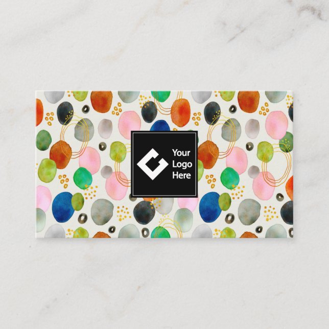 Abstrakt Pebble Guld Glitter Art Visitkort (Framsida)