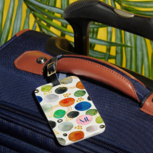 Abstrakt Pebble Watercolor Art Monogram Bagagebricka