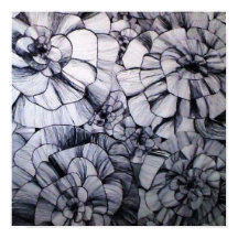 Abstrakt Pen Art of Flowers Poster