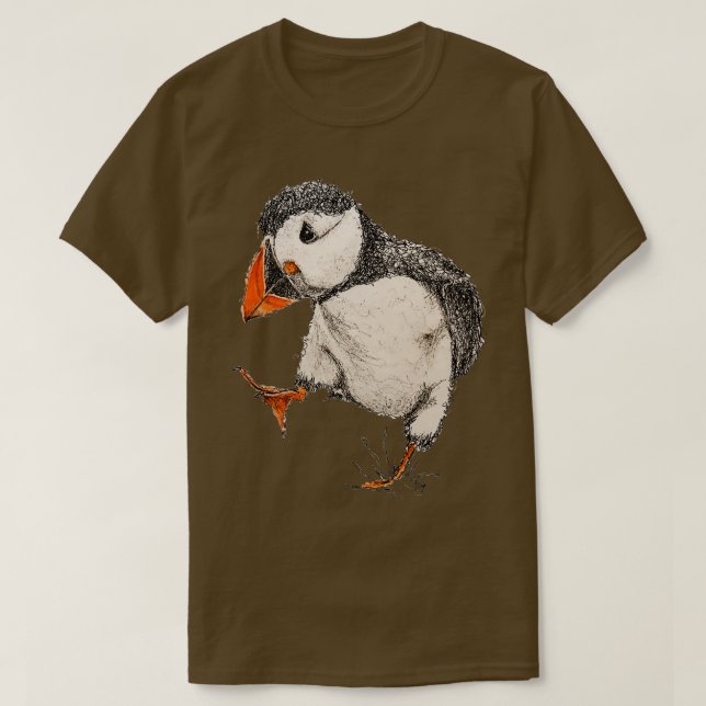 Abstrakt Pen och vattenfärgspennan Puffin T Shirt (Design framsida)