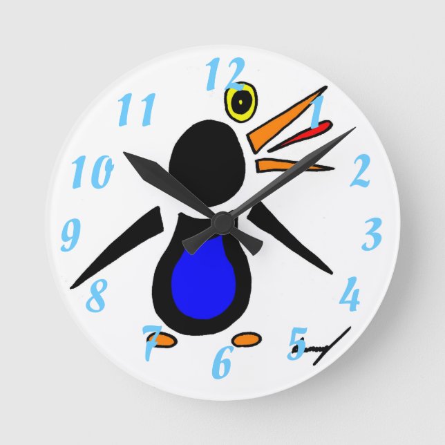 Abstrakt Penguin Clock Rund Klocka (Framsida)