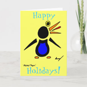 Abstrakt Penguin "Glad helg!" Kort - Gult